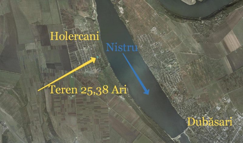Teren pentru construcție, 25 ari pe malul Nistrului, Holercani.