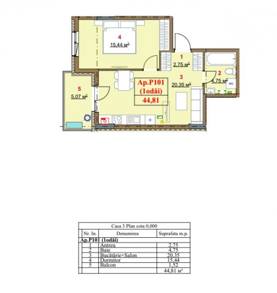 Apartament în rate de la dezvoltator! Durlești Residence, 1 cameră, 44,81 mp.