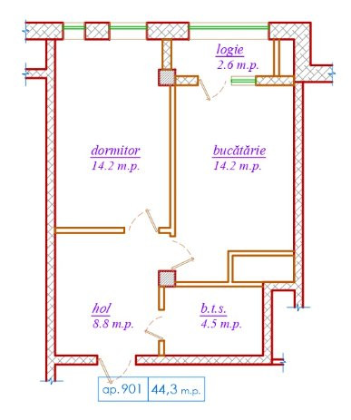 Apartament cu 1 cameră, variantă albă, bloc nou, IsraGrup, Durlești.